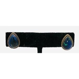 Sterling Silver Earrings Malachite Lapis Teardrop Eilat Stone 925